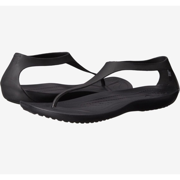 CROCS Shoes - Crocs Sexi Flip Black Women Sandals T-Strap Flat Thong Size 11